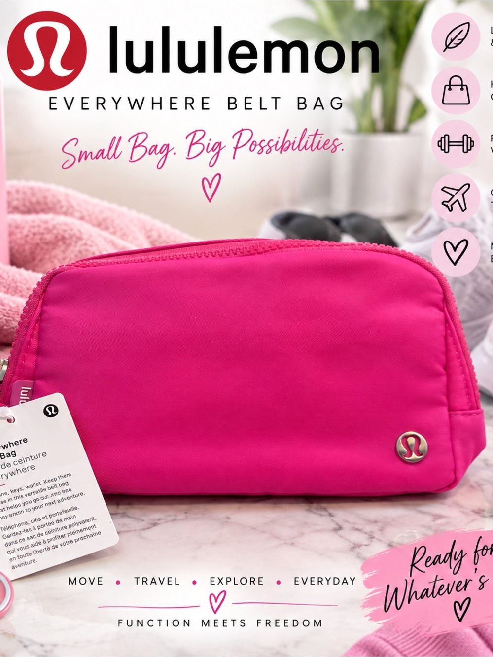 lululemon athletica Everywhere Belt Bag - Hot Pink